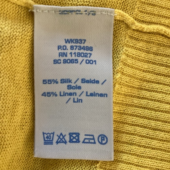Boden Silk& Linen Mustard Yellow Open Cardigan Pockets Size6 - Picture 7 of 7